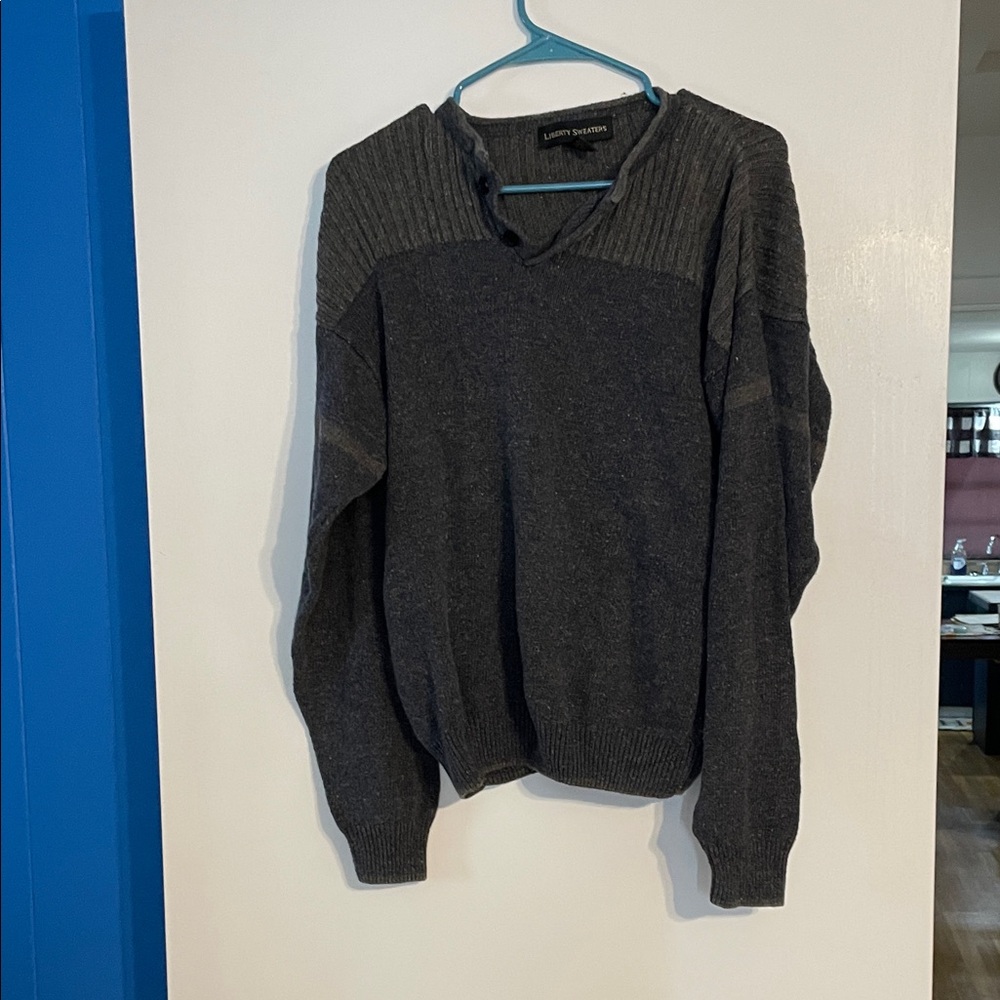 Liberty Sweaters Charcoal V-Neck Sweater for Men